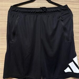 Adidas Men's Black and White are-es Logo Athletic Shorts